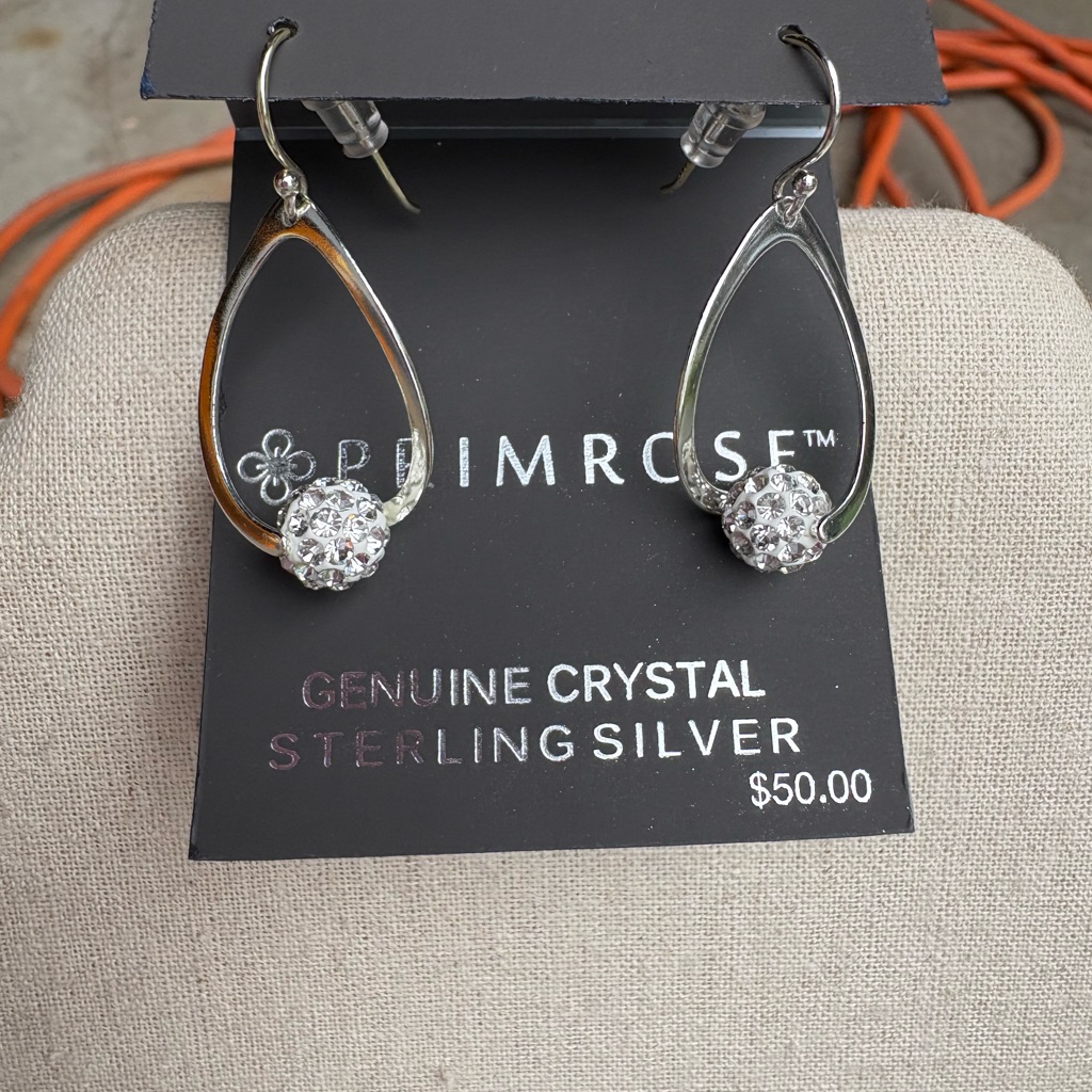 Sparkling Silver Crystal Drop Earrings 40$